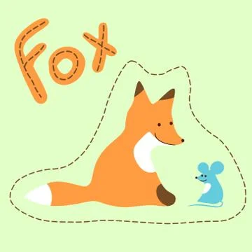 Fox and mouse. Childish vector illustration Stock Illustration