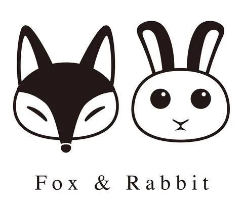Fox and rabbit black flat icon vector illustration Stock Illustration
