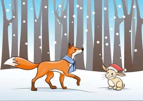 Fox and rabbit Illustrazione stock