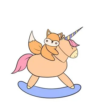 Fox and unicorn Stock Illustration