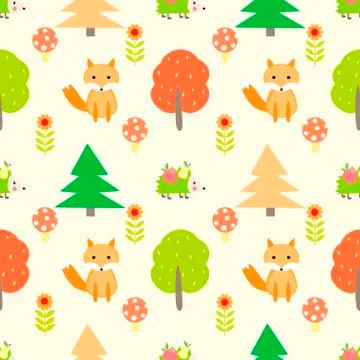 Fox autumn seamless vector pattern イラスト素材