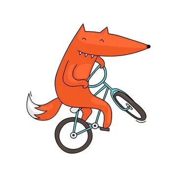 Fox on bike Illustrazione stock