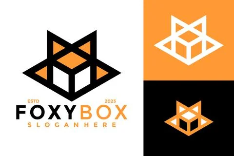 Fox Box Logo design vector symbol icon illustration Stock Illustration