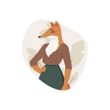 Fox character in clothes, vector flat illustration. イラスト素材
