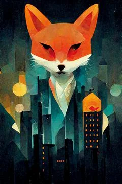 A fox in the city Stock Illustration