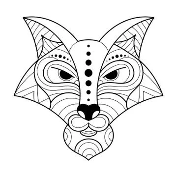 Fox Coloring Vector Illustration On White Background Stock Illustration