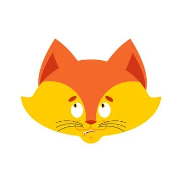 Fox confused emoji oops face avatar. Wild beast perplexed emotions. she-fox s イラスト素材