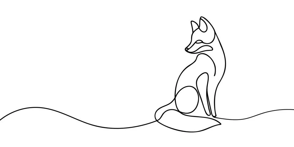 Fox continuous one line drawing vector illustration Stock Illustration