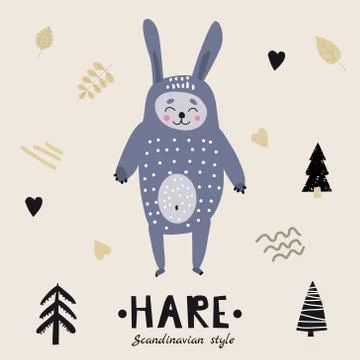 Fox cute funny character.Childish vector illustration in scandinavian style flat Stockillustratie