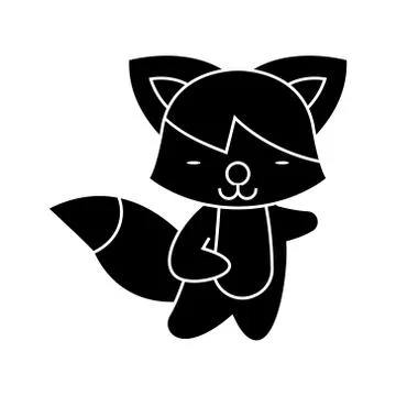 Fox cute icon, vector illustration, black sign on isolated background Stock Illustration
