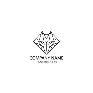 Fox diamond line logo design vector Illustrazione stock