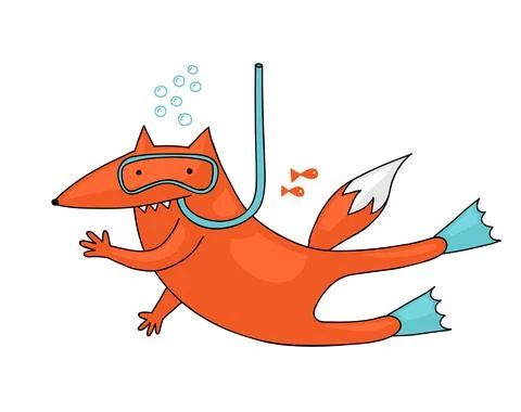 Fox diving Stock Illustration
