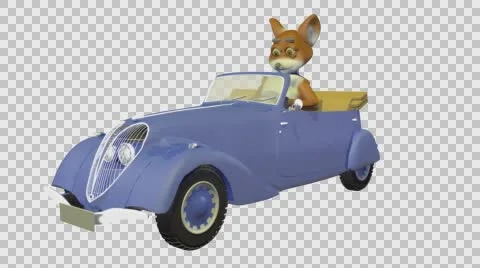 FOX DRIVING CAR FRONT LEFT VIEW Stock-Footage 68335462