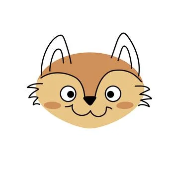 Fox face. Cute fox isolated on white Stock Illustration