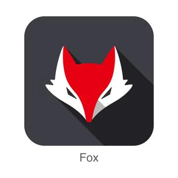 Fox face flat icon design. Animal icons series. Illustrazione stock