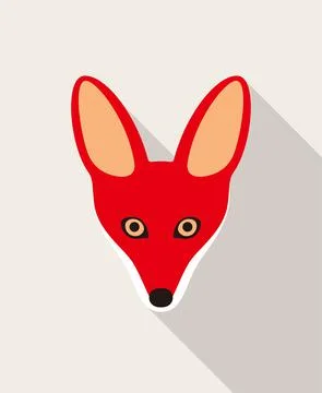 Fox face flat icon design, vector illustration Stock Illustration