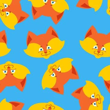 Fox face pattern. Cute wild animal background Stock Illustration