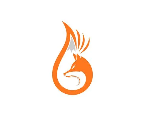 Fox with fire flame shape logo 스톡 일러스트