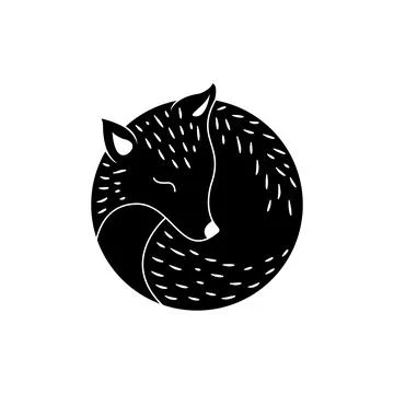 Fox in floral ornament. Modern boho decorative linocut. Stock Illustration