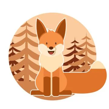 Fox in the forest Stock Illustration