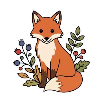 Fox in the Garden 스톡 일러스트