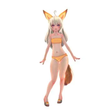 Fox girl  Stock Illustration