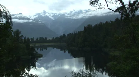 Fox Glacier lake reflection Stock-Footage 43636826
