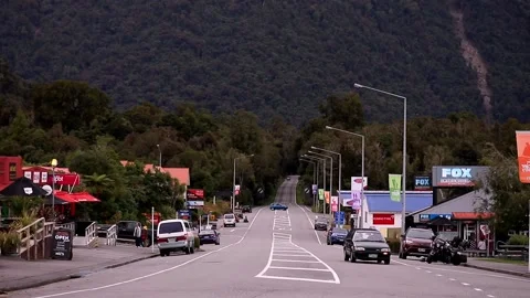 Fox Glacier Main Street Stock Footage 145665359
