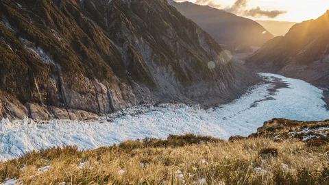 Fox Glacier Sunset Stockbeeldmateriaal 128158038