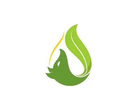 Fox with green leaf tail logo Stock Illustration