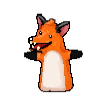 Fox hand puppet pixel art vector illustration Stock Illustration