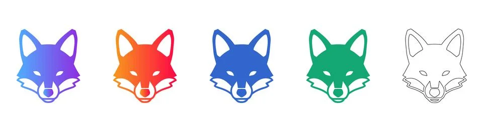 Fox Head Graphic Icon Assortment Stock Illustration