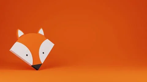 Fox head icon. 3d render illustration with copy space. Stock Illustration