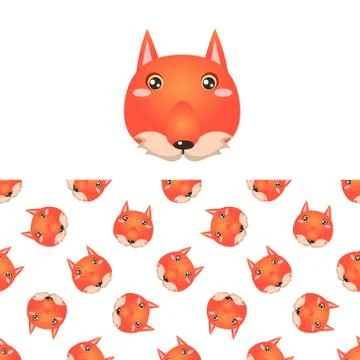 Fox Head Icon And Pattern Stockillustratie