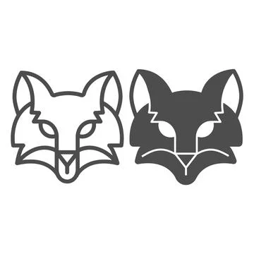 Fox head line and solid icon, worldwildlife concept, fox vector sign on white Illustrazione stock