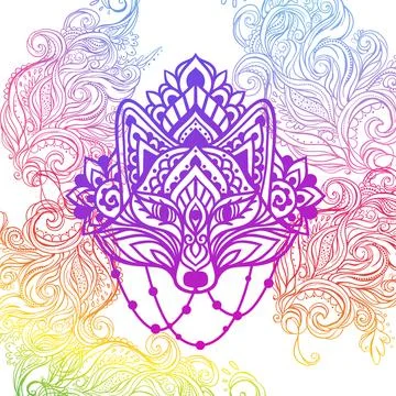 Fox head Mandala. Vector illustration Illustrazione stock