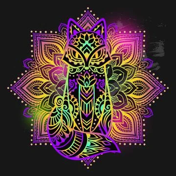 Fox head Mandala. Vector illustration Illustrazione stock