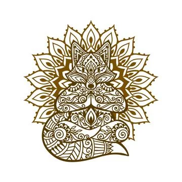 Fox head Mandala. Vector illustration Stock Illustration