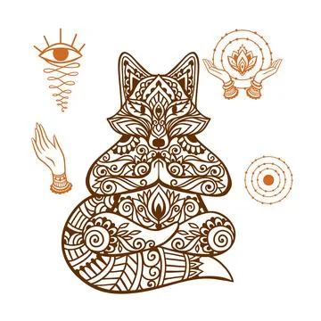 Fox head Mandala. Vector illustration Stock Illustration
