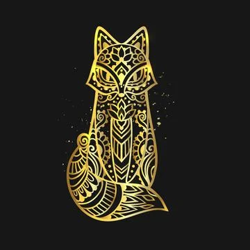 Fox head Mandala. Vector illustration イラスト素材