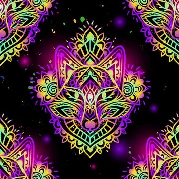 Fox head Mandala. Vector illustration Stock Illustration