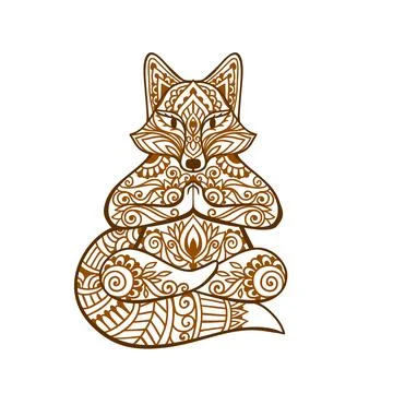 Fox head Mandala. Vector illustration イラスト素材