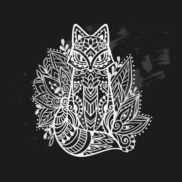 Fox head Mandala. Vector illustration Illustrazione stock