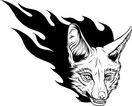 Fox head outline sketch vector. Hand drawn linear illustration. Stock-Illustration