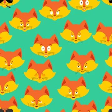 Fox head pattern. Animal background. Ornament face wild beast. Vector illustr Illustrazione stock