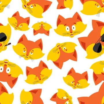 Fox head pattern. Animal background. Ornament face wild beast. Vector illustr Stock Illustration