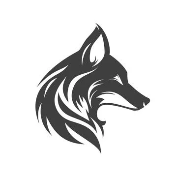 Fox head profile furry wild mammal animal camping hunting vintage icon design Stock Illustration