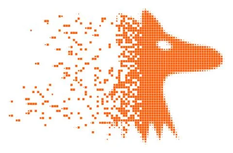 Fox Head Shredded Pixel Icon 스톡 일러스트
