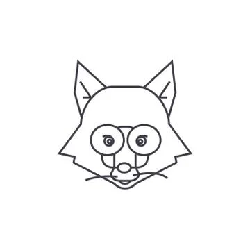 Fox head sign vector line icon, sign, illustration on white background, edita Illustrazione stock