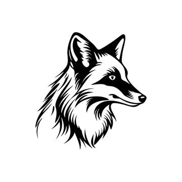 Fox head vector silhouette for coloring book Stock Illustration